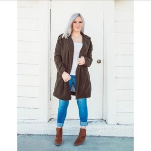 Army Green Open Front Cardigan